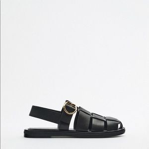 Zara premium leather flat fisherman (fishermen) sandals, size 40